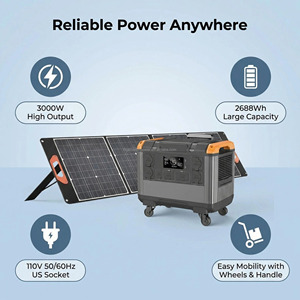 สถานีไฟฟ้าพกพา 3000W 2688Wh 110V มาตรฐานอเมริกา แบตเตอรี่ LiFePO4 เครื่องกำเนิดพลังงานแสงอาทิตย์ UPS สำรองไฟฉุกเฉิน มีสินค้าพร้อมขายส่ง - Product Image 4