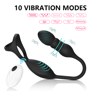 Vibrator Anal Plug Nyaman dengan Tiga Cincin, Tunda Ejakulasi, Alat Pijat Seks, Mainan Seks Silikon, Cincin Penis Bergetar untuk Pria - Product Image 2