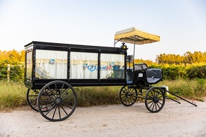 Latest Design Horse Drawn Funeral Hearse Coffin Buggy Motorcycle Funeral Cart Funeral Service Wagon - Product Image 4