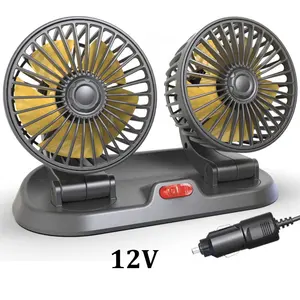 High Quality Car Adjustable Fast Cooling Fan USB Dashboard Double Heads Fan ABS Car Mini Electronic Fan