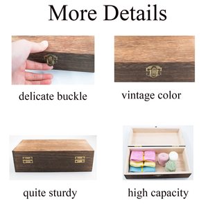 Boîte cadeau vintage en bois massif teinté avec charnières, fermoir métallique, couvercle rabattable, étui de rangement cosmétique pour rouge à lèvres, vernis à ongles, bijoux, Noël - Product Image 3