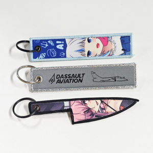 No Minimum Sublimation Double Side <b>Chain</b> Fabric Custom Logo Label Embroidery Woven Patch Keychain <b>Key</b> Tag Anime Fans Carabiners - Product Image 1