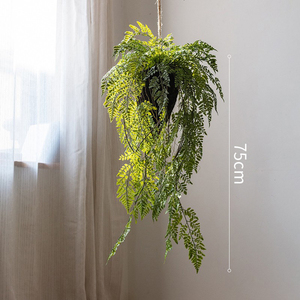 Decorazione da Parete con Piante Verdi Simulate, Felce Artificiale, Sfera Verde Pendente, Decorazione Murale con Piante Verdi - Product Image 2