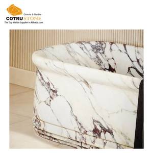 Baignoire ovale violette Calacatta de luxe de qualité supérieure Baignoire autoportante en pierre naturelle en marbre Appartements modernes en usine directe - Product Image 5