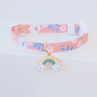 Collier réglable pour chat imprimé dessin animé avec pendentif cerise arc-en-ciel mignon, collier de sécurité détachable pour chat, sangle de cou florale avec nœud papillon pour chaton