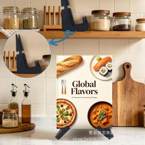 Wooden Recipe Holder <b>Solid</b> <b>Wood</b> <b>Desk</b> Stand For Cookbook Menu Tablet Phone Display Shelf - Product Image 1