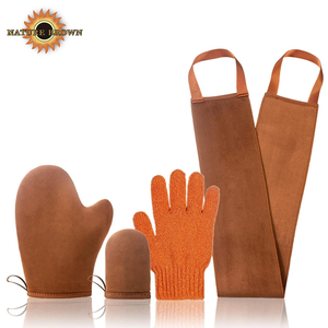 Juego de Guantes Exfoliantes y Aplicadores de Bronceador 4 en 1 de Terciopelo Impermeable para Espalda y Cuerpo, Tamaño Personalizado - Product Image 1