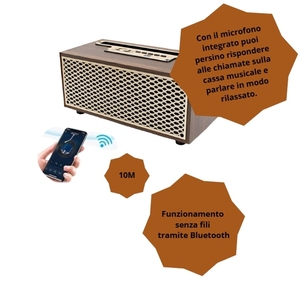 Altoparlante Bluetooth Effetto Legno Vintage, Sistema Audio Wireless Portatile - Product Image 5