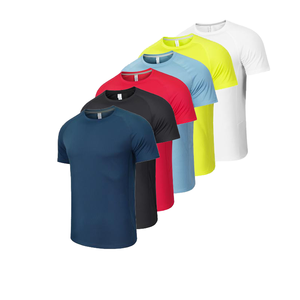 T-shirts sportifs personnalisés en gros pour hommes, haute qualité, manches courtes, 180 grammes, tricot lâche, pour la gym et la course, col rond, 100% polyester - Product Image 1