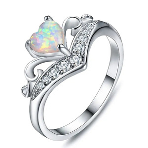 Anello da donna con pietre intarsiate a forma di cuore e floreali, design elegante e delicato, per tutti i giorni, per feste, stile principessa, gioiello da dito, regalo - Product Image 5