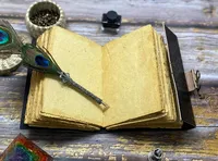 Livre noir Triple lune cristal en cuir, Journal vierge de sorcellerie, livre d'ombres, Grimoire, couverture Antique, papier, carnet de croquis