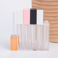 En stock, tube à gloss à lèvres carré en plastique de 7 ml avec bouchon à vis, logo personnalisé imprimé, diamètre de 10 à 11,9 mm, emballage cosmétique