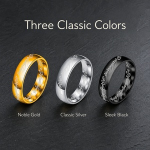 <strong>The</strong> <strong>Lord</strong> <strong>of</strong> <strong>the</strong> <strong>Rings</strong> 18k Gold Plated Engraved Arc Polished Wedding Party <strong>Gift</strong> Jewelry Customizable Text Finger <strong>Ring</strong> Wholesale - Product Image 4