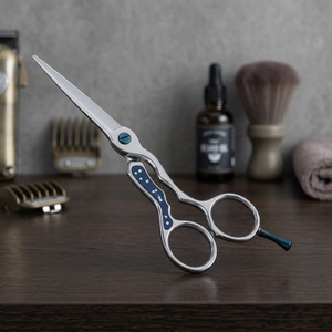 Professional Stainless Steel Hair Cutting Scissors Right-Handed Barber Shears with Blue <b>Handle</b> - Product Image 2