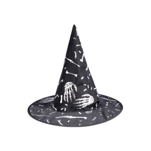 Sombrero de Bruja Negro con Decoraciones Plateadas, Altura 34cm - Product Image 1