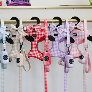 Okeypets vente en gros de luxe mode harnais pour <span class=keywords><strong>chien</strong></span> sangle à carreaux pour petit <span class=keywords><strong>chien</strong></span> moyen sans traction doux néoprène mignon harnais pour <span class=keywords><strong>chien</strong></span> - Product Image 6