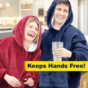 Blanket <strong>Hoodie</strong> Wearable Fleece Sweatshirt Blanket Adult Kids <strong>Oversized</strong> <strong>Snuggle</strong> <strong>Hoodie</strong> - Product Image 4