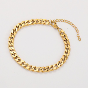 สร้อยข้อมือผู้ชายแบบ Cuban Link ชุบทอง 18k บนสแตนเลสสตีล ดีไซน์ Hip Hop พร้อมการขัดเงา 2 ด้าน - Product Image 1