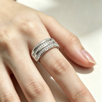 Bagues en laiton plaqué platine, pierres étincelantes élégantes pour les fêtes d'anniversaire, les mariages, les anniversaires de mariage, bijoux de mode, cadeaux