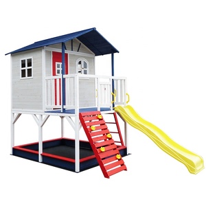 Maison de jeu en bois pour enfants <span class=keywords><strong>avec</strong></span> <span class=keywords><strong>toboggan</strong></span> et bac à sable, structure d'escalade - Product Image 2