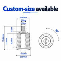Cylindre de serrure à came fileté en alliage de zinc chromé 19 mm avec 2 clés pour quincaillerie de porte d'armoire industrielle