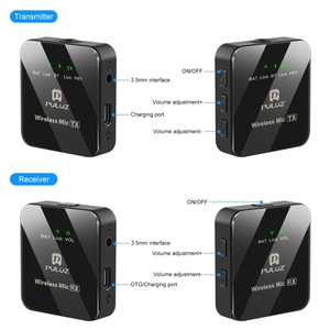 PULUZ Đa-Chức năng không dây âm thanh ghi âm Lavalier Microphone 2 TX + 1 RX ve áo Mini Mic Điện thoại phổ biến bán buôn Loại C - Product Image 2