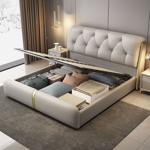 Letto Matrimoniale Moderno di Lusso in Legno, Imbottito, Design Recente, Struttura Letto King Size - Product Image 5