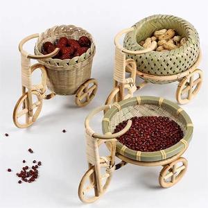 Hot Selling Mini Bamboo Tricycle Fruit Basket for Home Decoration