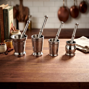 Juego de Mortero y Maja de Acero Inoxidable Premium, Acabado Plateado, Molinillo de Especias y Hierbas, Diseño Ecológico y Duradero para Cocina - Product Image 1