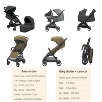 Poussette bébé compacte en aluminium, facile à transporter, 3 en 1, pour nouveau-né, poussette portable, design populaire, landau bébé