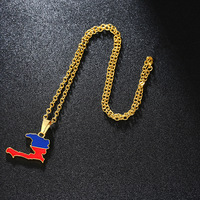 Collier pendentif plaqué or Offre Spéciale en acier inoxydable, collier pendentif carte d'haiti