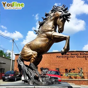 Hochwertige Garten dekoration im Freien große Bronze springende Pferdes tatue Skulptur zum Verkauf
