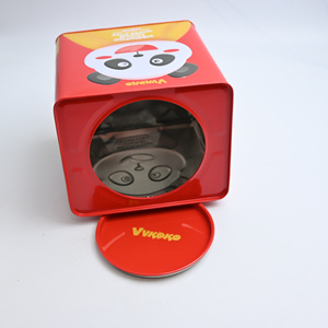 Custom Large Square Food Grade Tin Box With Twist Inner Lid, Cartoon Panda Printed Metal Tin For Cookie Wafer <b>Stick</b> Packing - Product Image 4