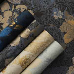 Papier d'emballage vintage à motif floral damassé oriental, papier kraft couché, matériaux d'emballage artistiques floraux, fournitures en gros - Product Image 1