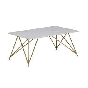 Metal Living Room & Lobby Center Coffee <b>Table</b> With <b>White</b> Marble Top Modern Design <b>Table</b> Gold Stainless Steel Furniture - Product Image 1