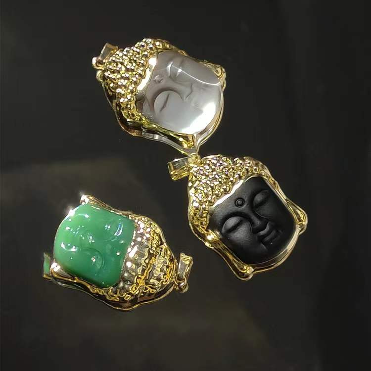 Collana Portafortuna Con Elefante In Giada Verde - Ciondolo Stile Bali In Argento Placcato Oro 14K Per Donna, Catena 45 Cm Inclusa