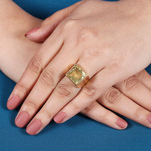 แหวนชุบทองเงินแท้18K สำหรับเป็นของขวัญแหวนชุบทองเลมอนควอตซ์สำหรับ925 - Product Image 2
