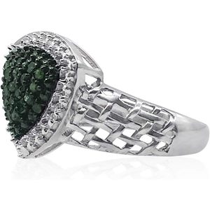 Shield Shape Natural Green Diamond Halo <b>Ring</b> 925 Sterling <b>Silver</b> Pave Setting Women's Wedding Fashion <b>Rings</b> - Product Image 2
