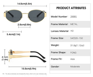 Gafas de Sol Modernas 2025 para Hombre y Mujer, Montura Ovalada de Metal Pequeña, Lentes <span class=keywords><strong>Rosas</strong></span>, Gafas de Moda Personalizadas - Product Image 2