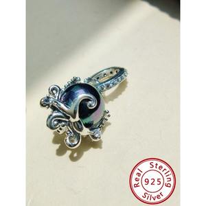 Colgante de moda unisex de la serie Océano con broche redondo de plata de ley 925 y circonita, ideal para joyería DIY, venta al por mayor. - Product Image 6