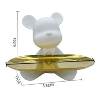 Vente flash Figurine d'ours violent DIY Ours blanc en résine Artisanat Ours fluide avec plateau pour décoration de maison de poupée