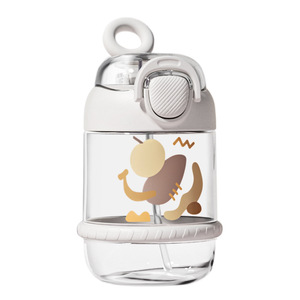 450ml/600ml Plastik Unisex Wasserflasche Wiederverwendbarer Tragbarer Trinkbecher mit Strohhalm Niedliches Design für Outdoor-Aktivitäten und Ausflüge - Product Image 1