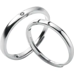 Wholesale sterling silver couples adjustable rings, sun, moon and stars rings