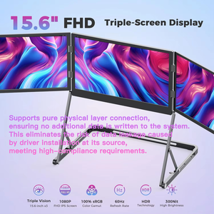 Fábrica de origen ODM, monitor portátil triple de 15.6 pulgadas, instalación sin controladores, Plug&Play, no requiere software, fabricante - Product Image 2