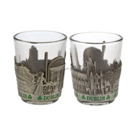 Verre à shot souvenir en métal personnalisé avec logo, en alliage de zinc, motif trèfle porte-bonheur, pour collection touristique de Dubaï