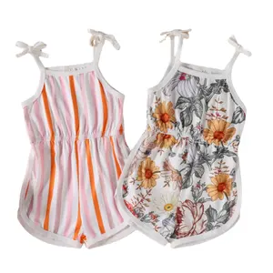 Rts Hoge Kwaliteit Casual Zomer Baby Peuter Tie-Up Schouderriem Romper Baby Bodysuit Voor Aangepaste