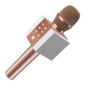 Asli Menyanyikan Q7 Mikrofon Nirkabel Gigi BIRU MAGIC Karaoke Microphone dengan 2 Speaker MIC