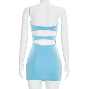 Robes décontractées pour femmes Viviblook Q26DS020, robes sexy sans manches, sans bretelles, à découpes pour femmes - Product Image 3