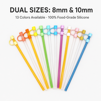 En gros, embouts de paille en silicone vierges avec cordon, 8mm 10mm, capuchons de paille réutilisables pour gobelets, couleur et logo personnalisables