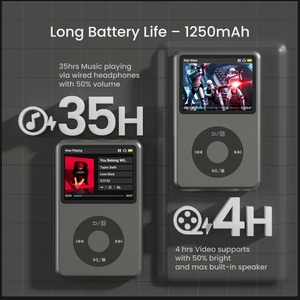 Máy nghe nhạc MP4 cổ điển thiết kế thời trang màn hình LCD 2.4 inch, hỗ trợ thẻ nhớ TF 128GB, hỗ trợ định dạng âm thanh Wav, tính năng tương đương iPod thế hệ 5 và 6. - Product Image 4